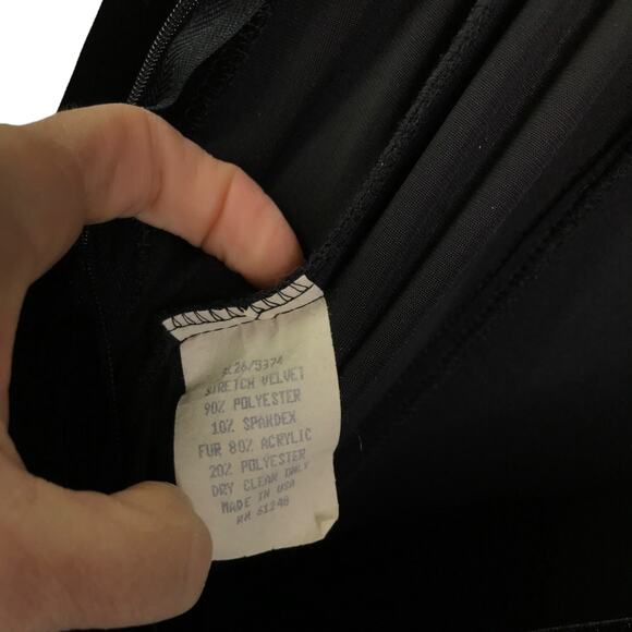 Cachet Dress Women 8 Vintage 80s Maxi Black Faux Fur Stretch Velvet Long Sleeve - Picture 9 of 10